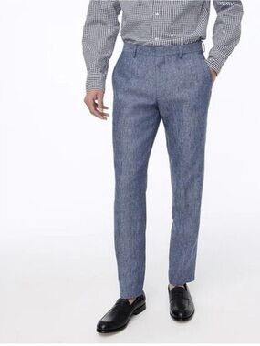 J. Crew Thompson Navy Slim Fit Linen Dress Pants 38/32